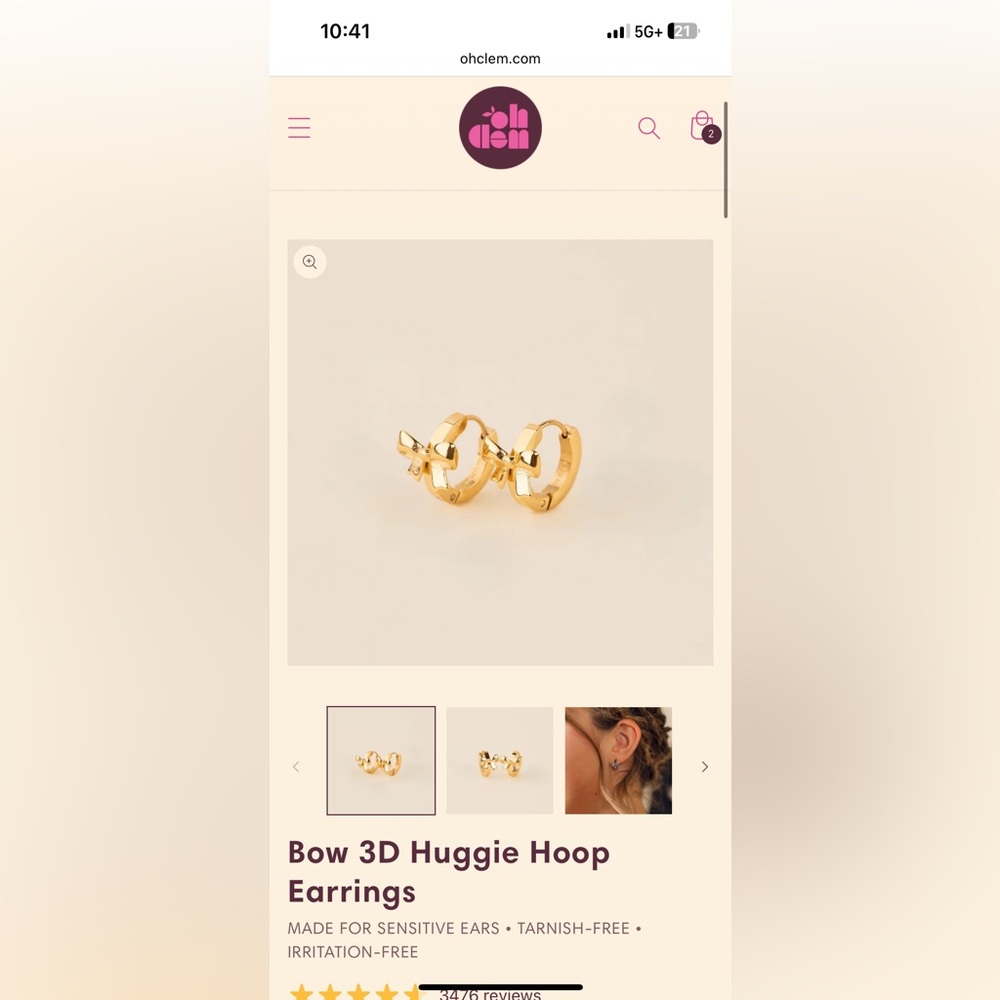 Oh Clementine 3D Huggie Hoops